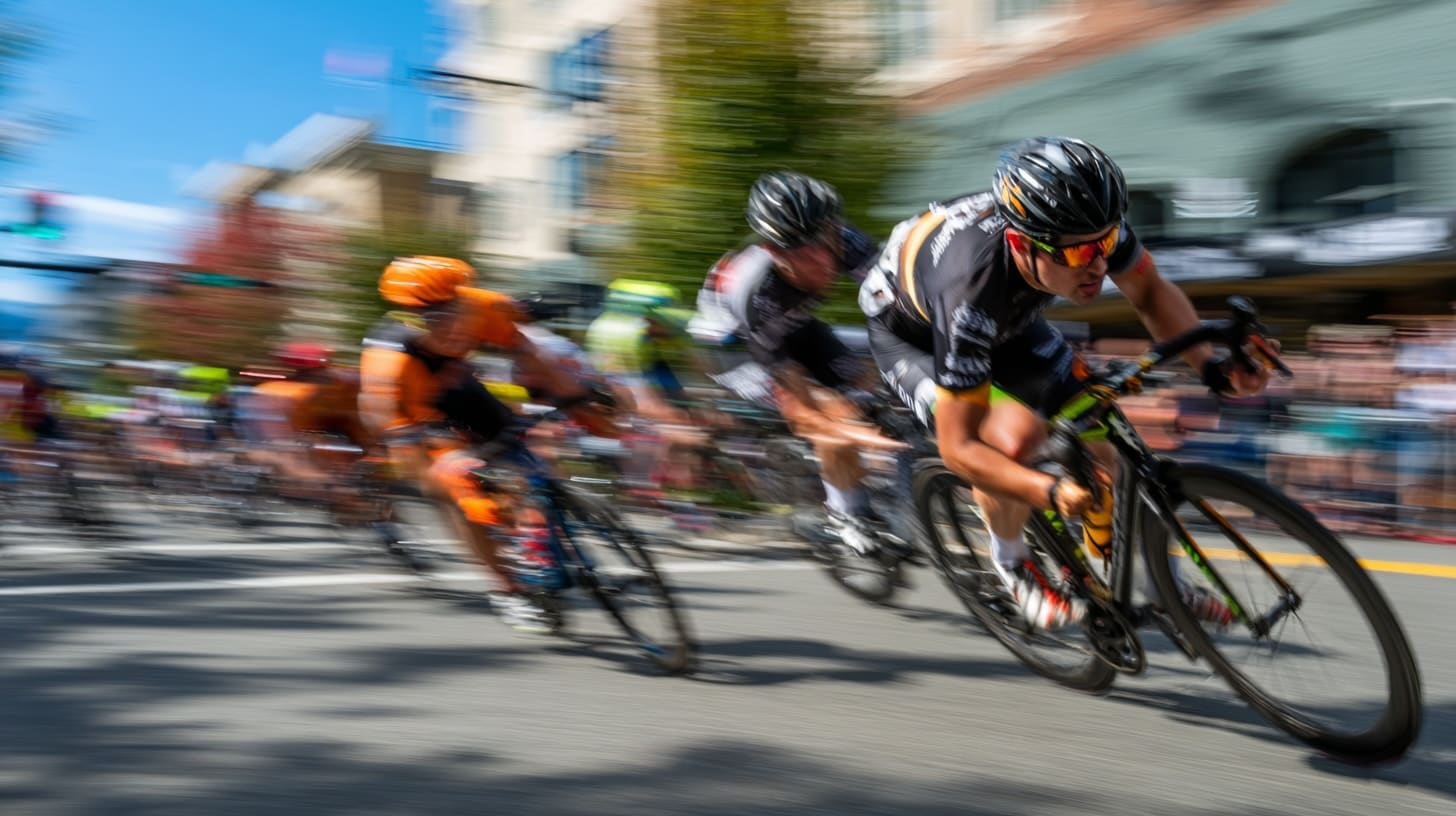 Intense criterium racing action