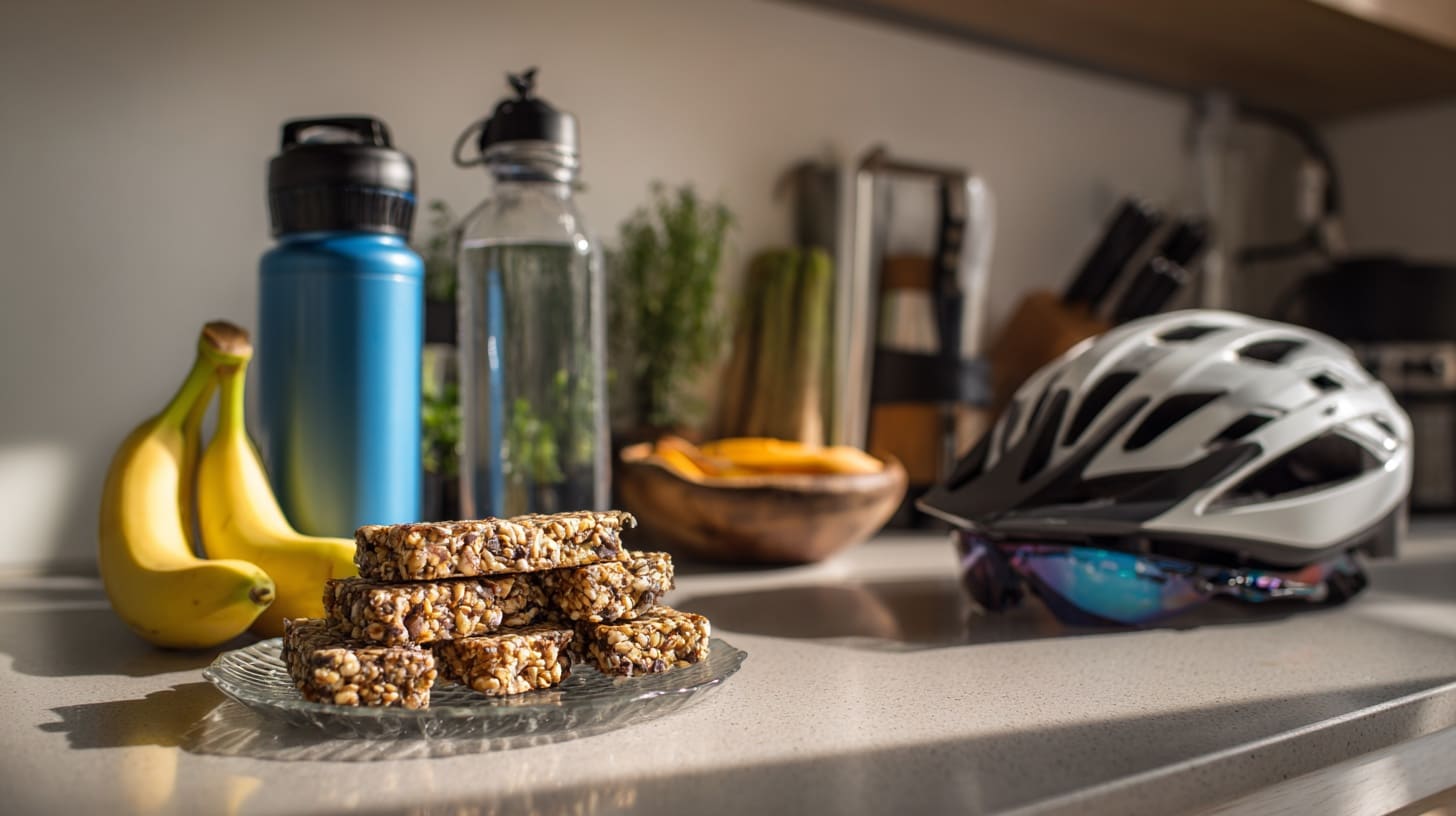 Homemade energy bars and cycling nutrition spread