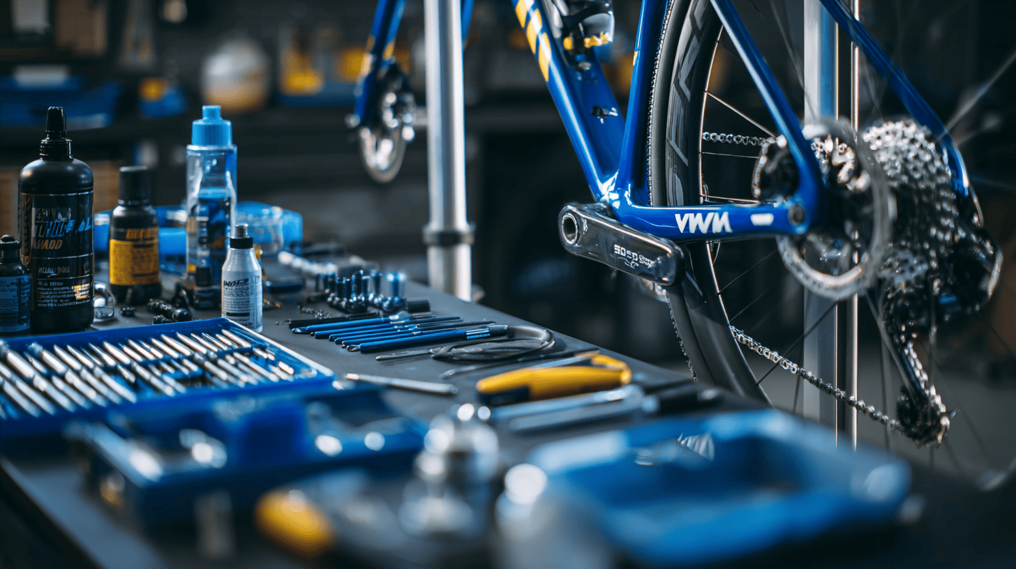 Hands performing bicycle maintenance