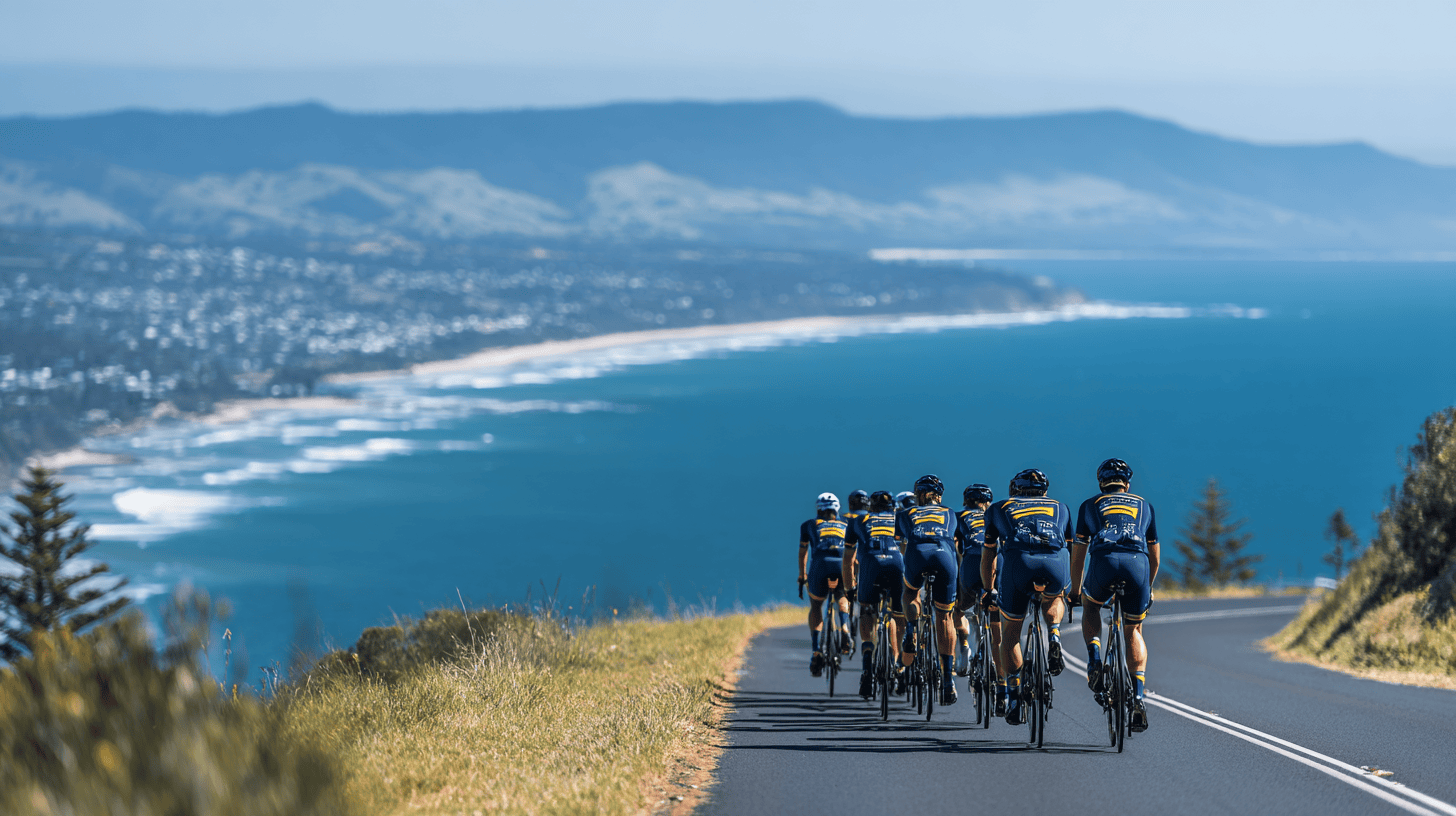 Group of cyclists on long training ride