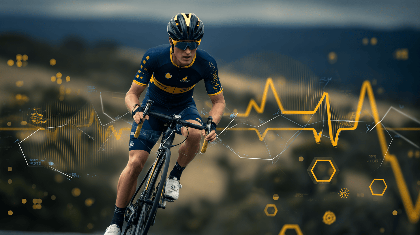 Cyclist with heart rate visualization