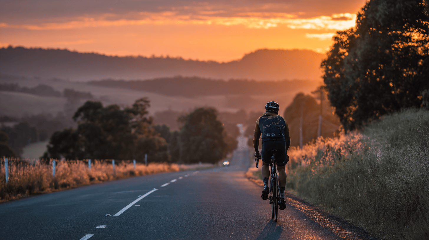 Peaceful cyclist on country road